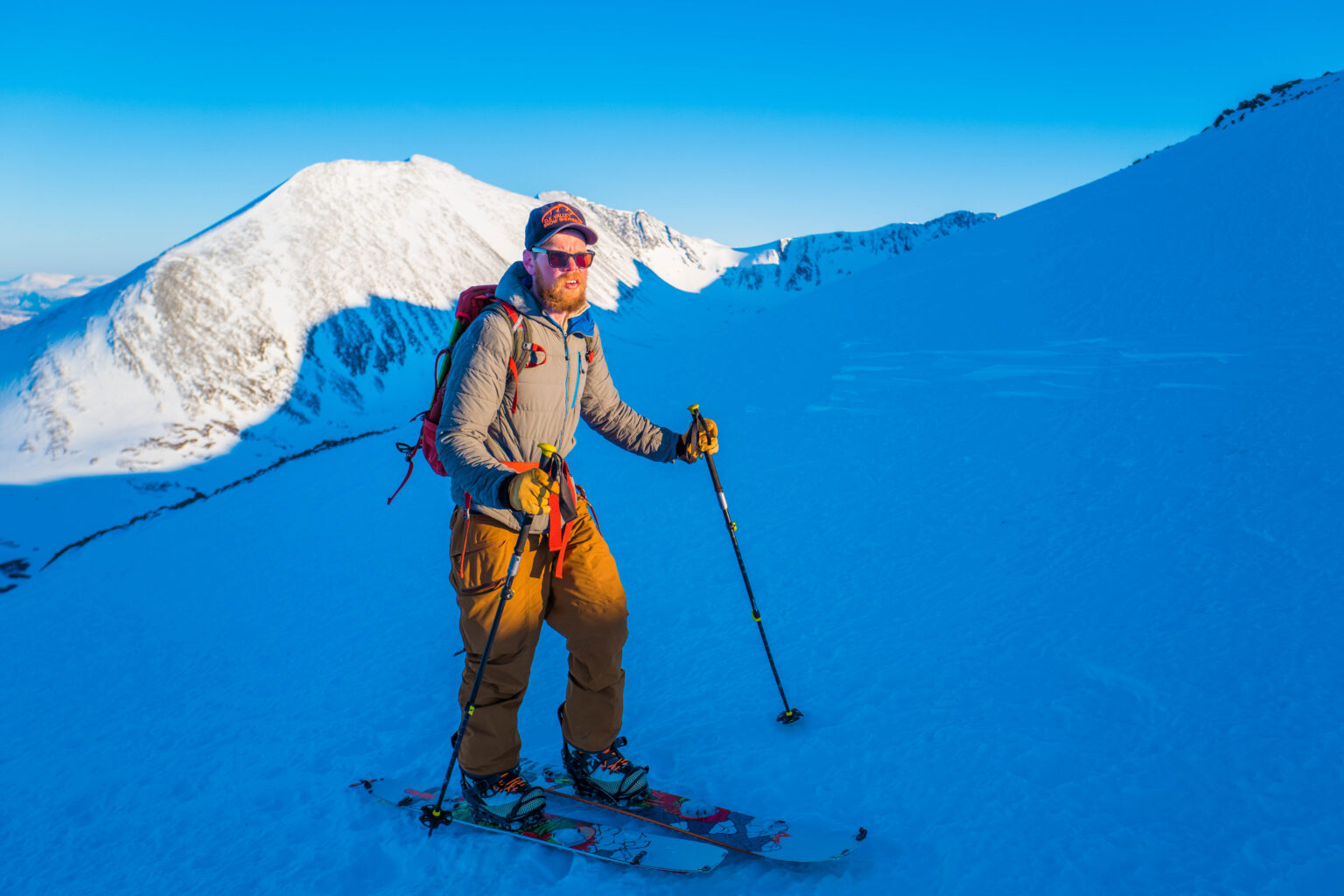 Ski touring up to the North Couloir of Rornestinden