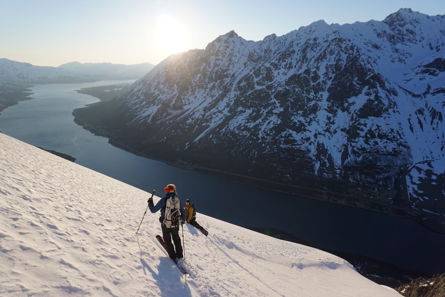 Looking down the North Couloir of Rornestinden