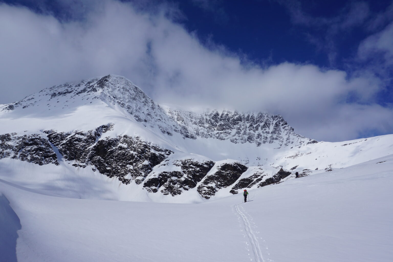 Heading up into the mountains during the Lyngen Alps Traverse