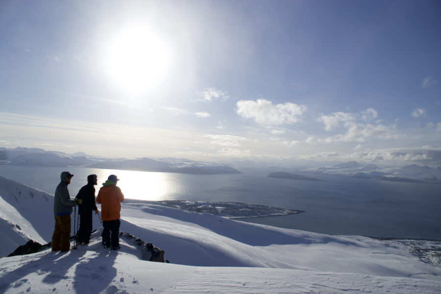 Looking out towards the Arctic Sea while on the Lyngen Alps Traverse
