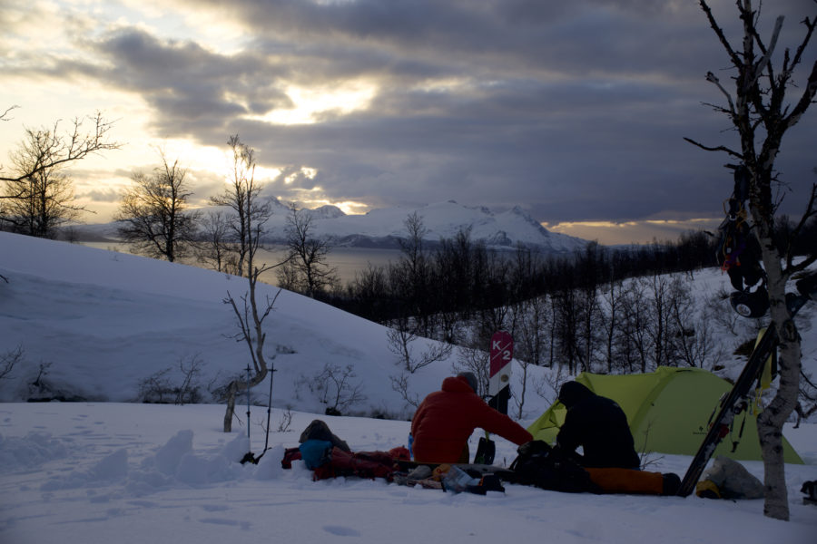 Our last camp while on the Lyngen Alps Traverse
