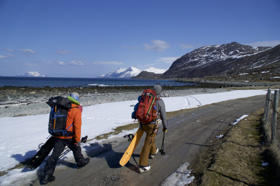 Hiking up the road