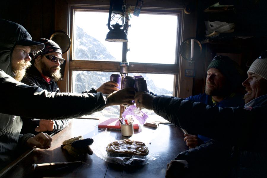 One last cheers to celebrate finishing the Lyngen Alps Traverse