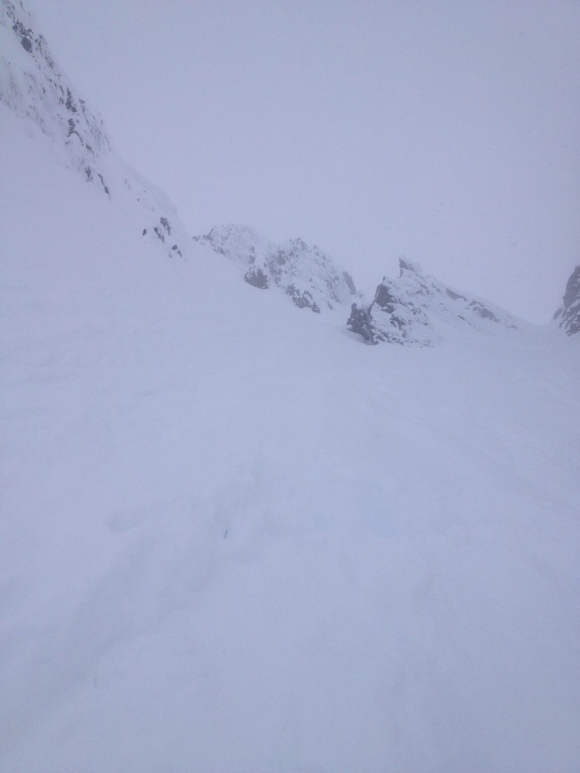 Looking up the North Chute of Store Kjostinden