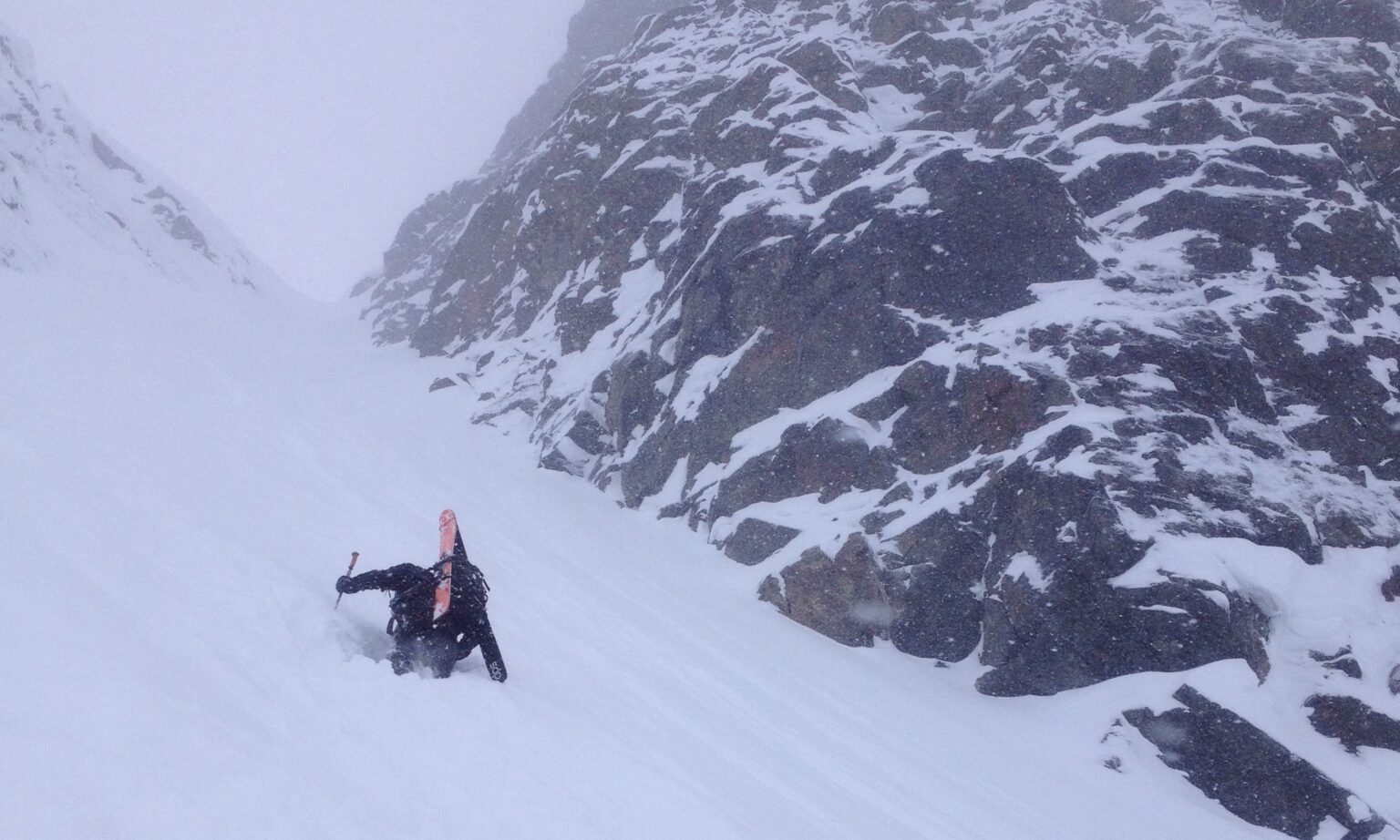 Hiking through waist deep snow