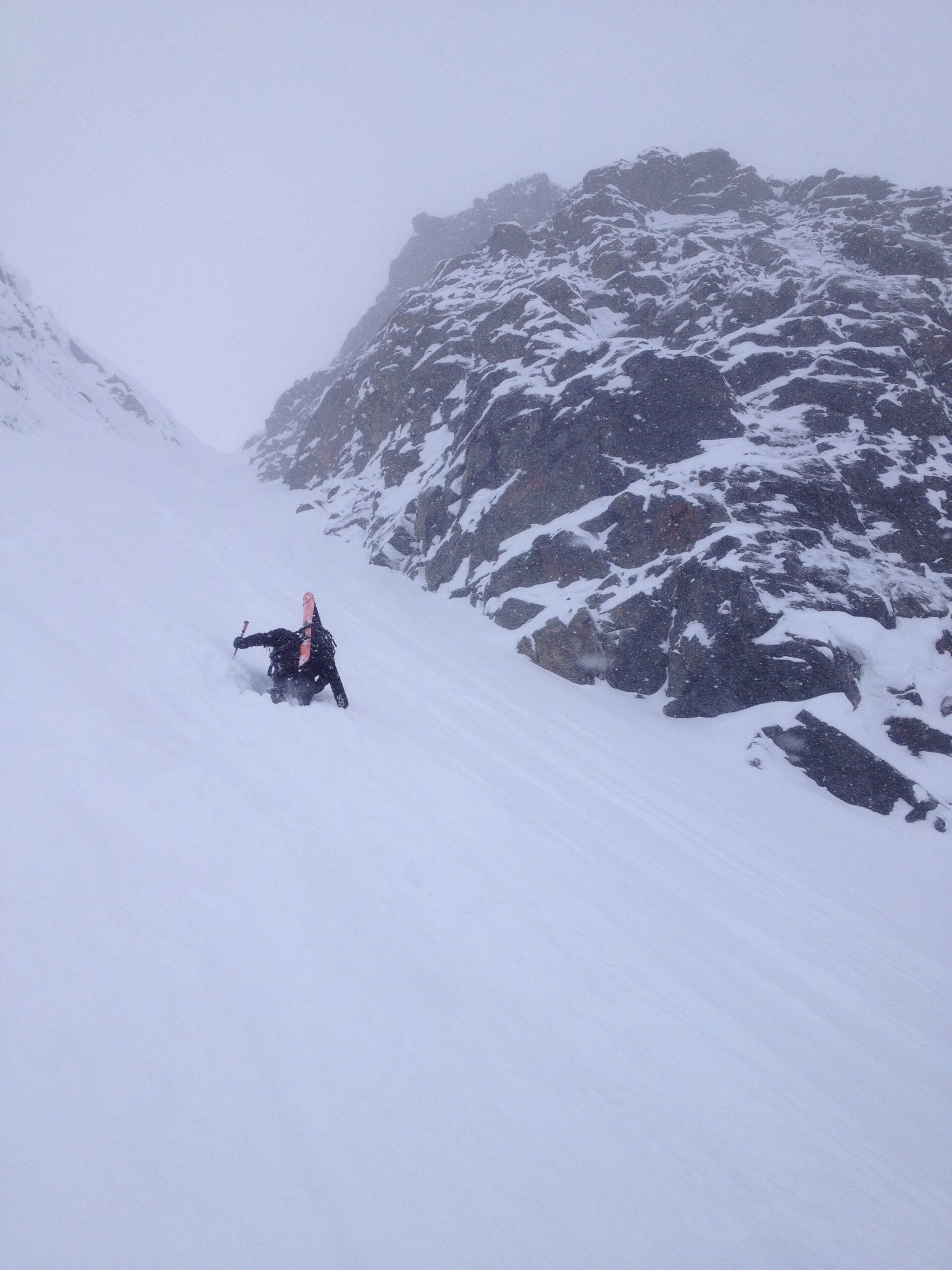 Hiking through waist deep snow