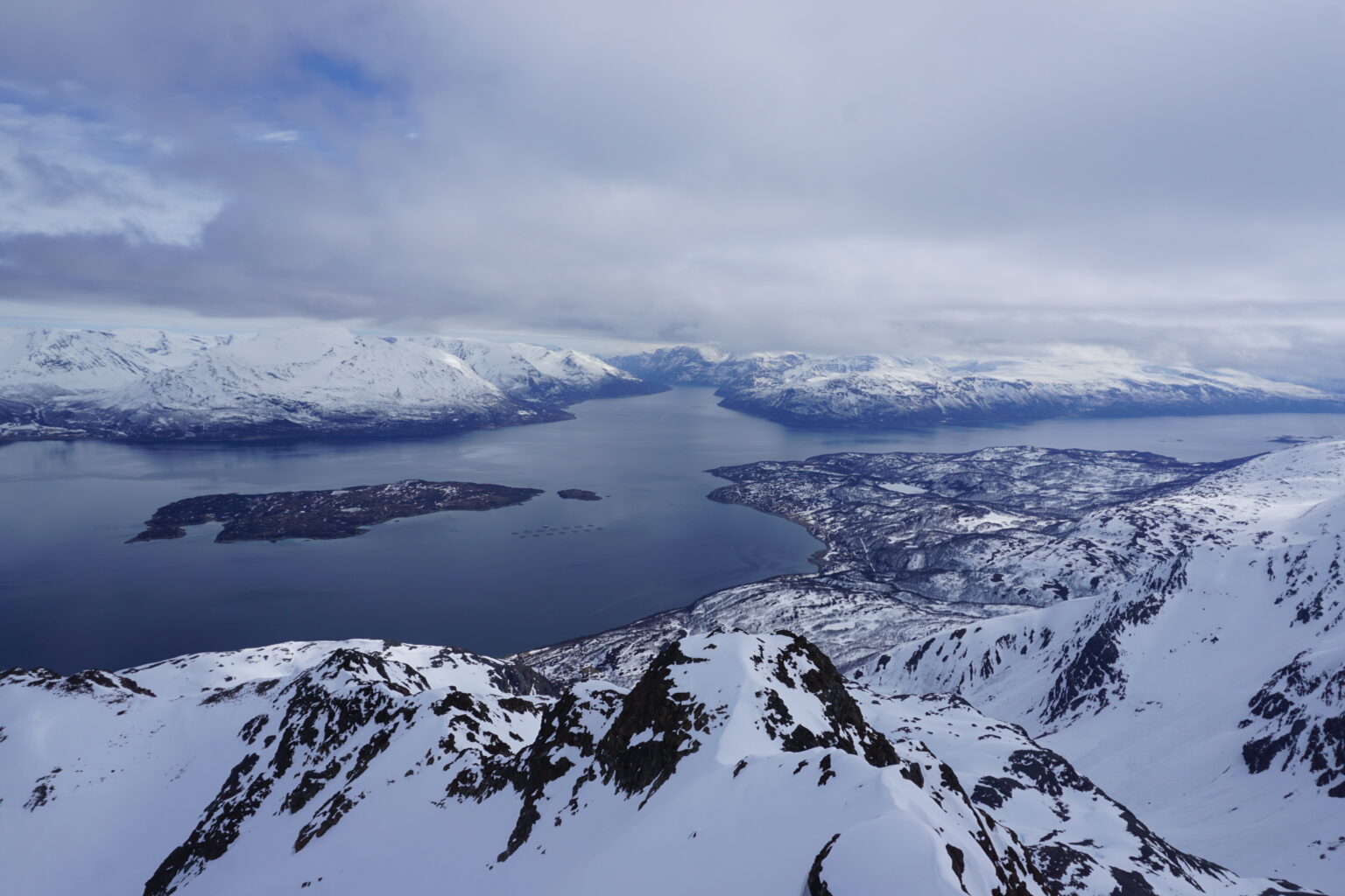 Looking towards Lyngenfjord from the summit of Store Koppangstinden