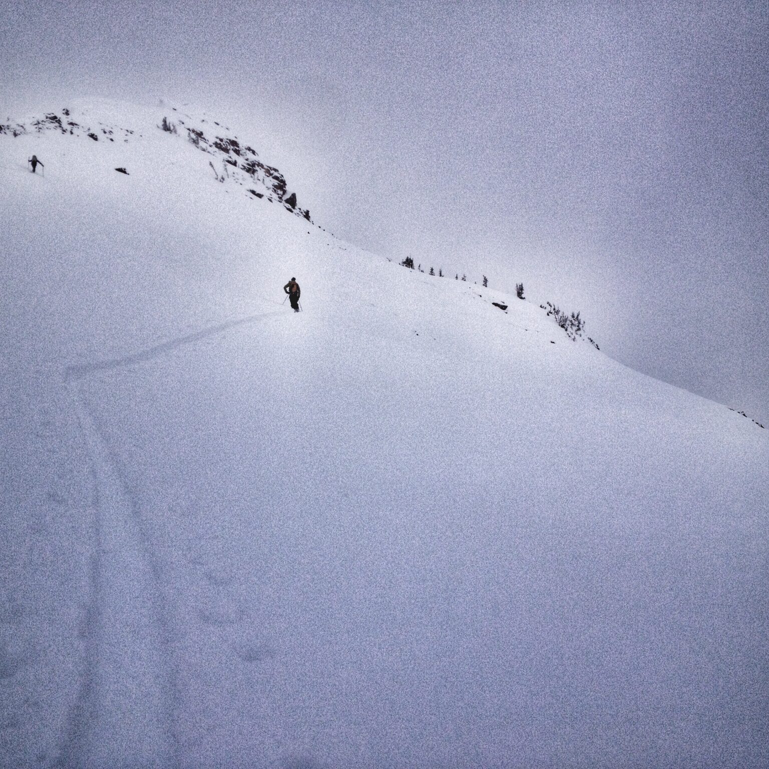 Heading up to the col in Lake Blanche Valley before snowboarding down the White Pine Chute