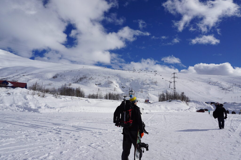 riding bigwood in the Khibney Mountains of Russia