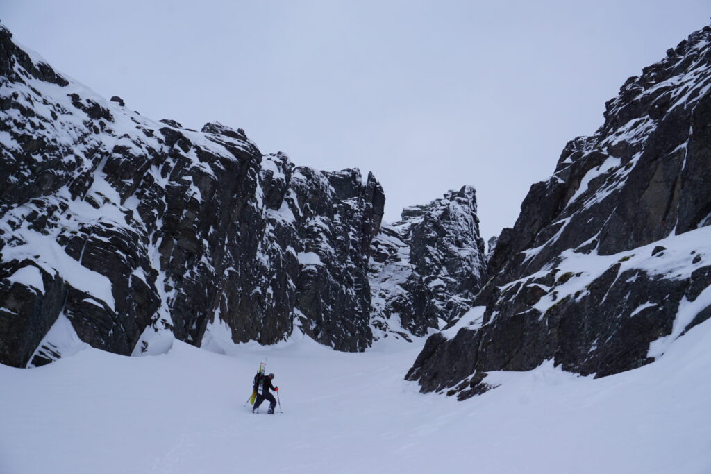 Looking up to see if the chute goes