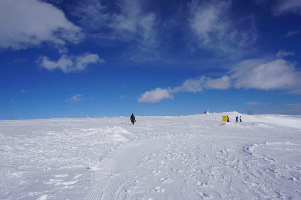 Walking through the ski resort sidecountry