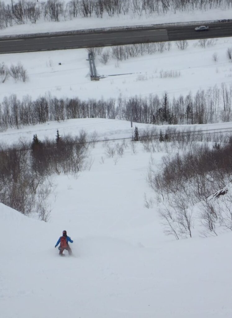 Snowboarding back to the road