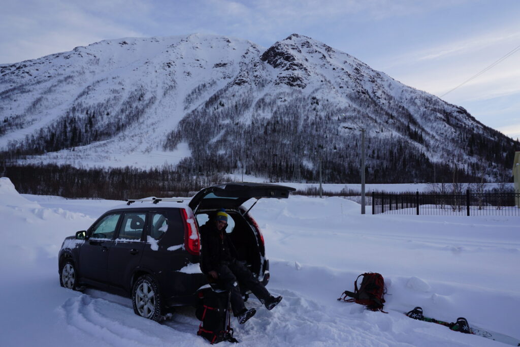 Preparing to start our ski tour