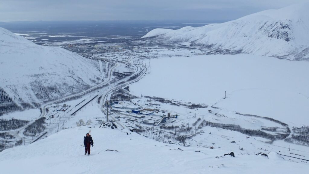 Near the summit of Mount Juksporr with the Kirovsk basin in the distance