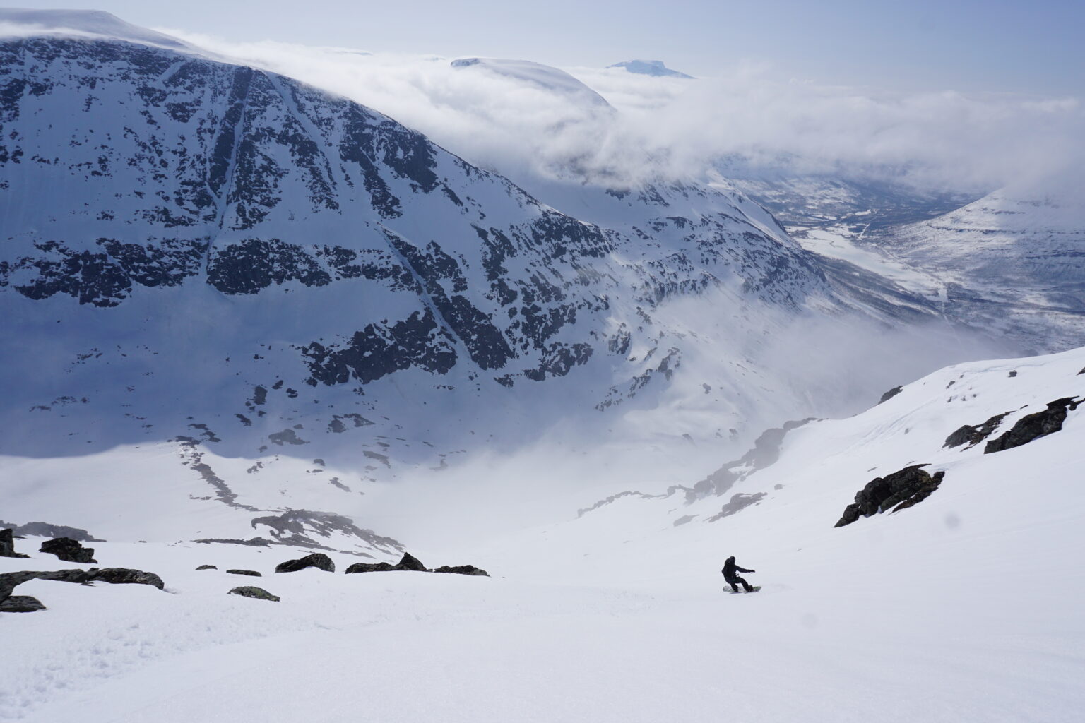 Snowboarding down the Kitchen Chute