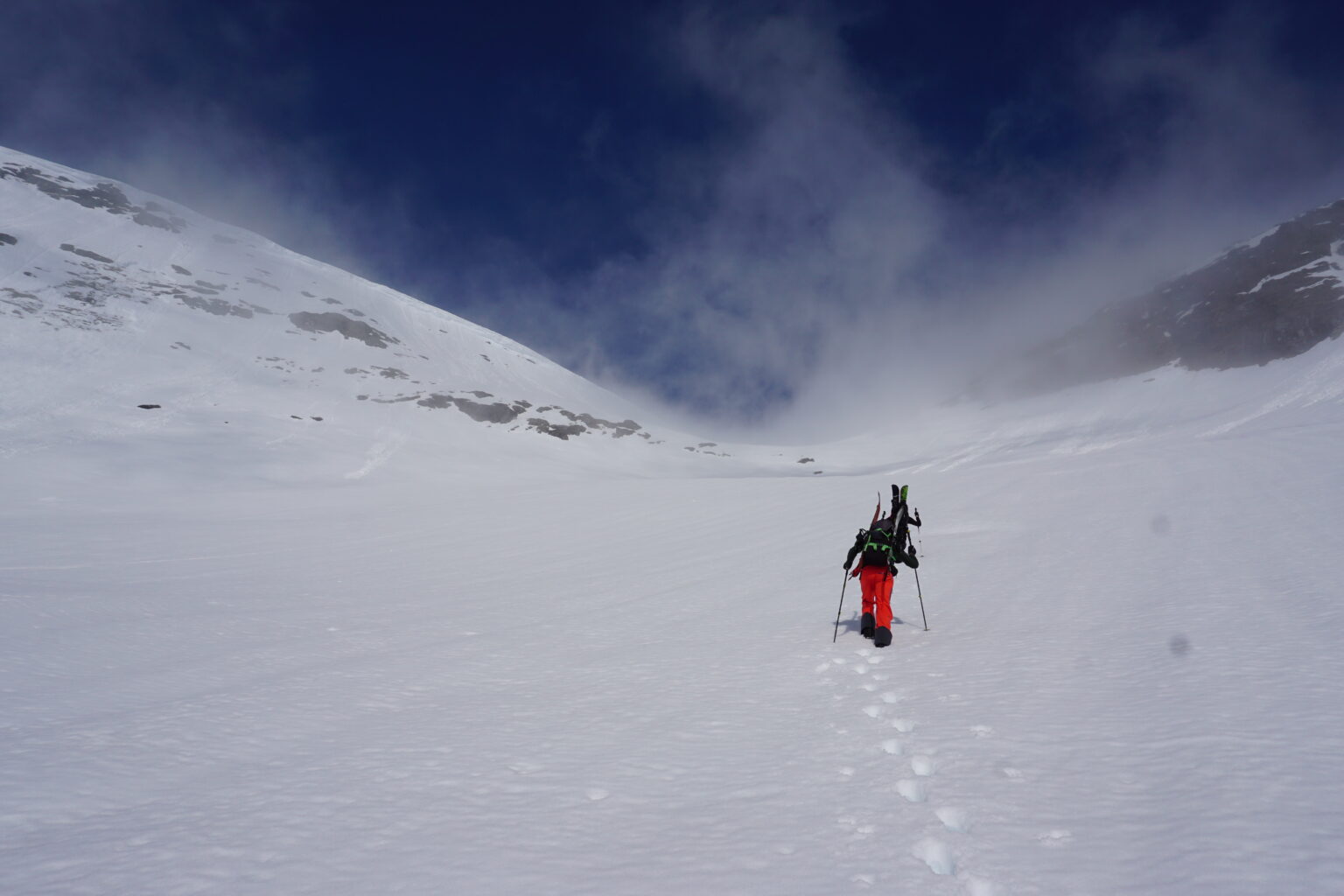 Bootpacking up in good corn snow